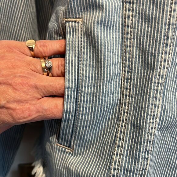 Nanette‎ Lepore Blue/White Striped Denim Jacket Size Small - Picture 6 of 12